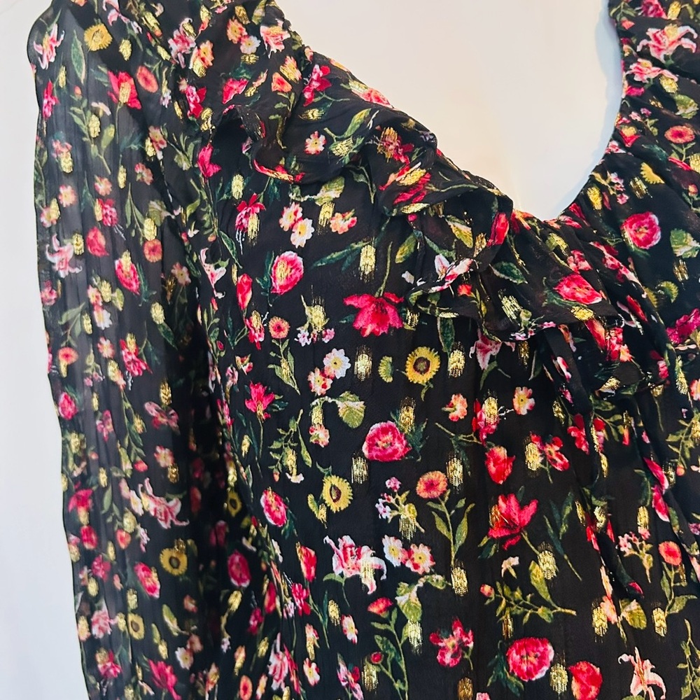 Floral Ruffle Romantic J Crew Long Sleeve Blouse in Small Size